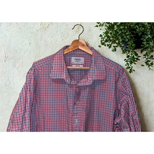 Charles Tyrwhitt Dress Shirt Non Iron Slim Fit Gingham Men's 18/35