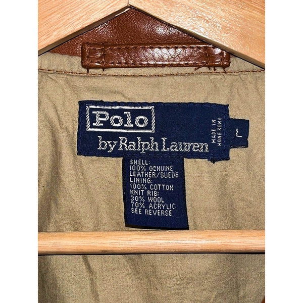 Polo Ralph Lauren A-2 Brown Leather Bomber Jacket Sz L Vintage EUC
