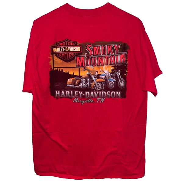 Harley Davidson Smoky Mountains Maryville Tennessee L Rare Biker T Shirt Tee