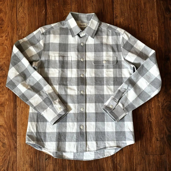 Taylor Stitch Moto Utility Shirt Ash Plaid Organic Cotton Flannel Mens 40