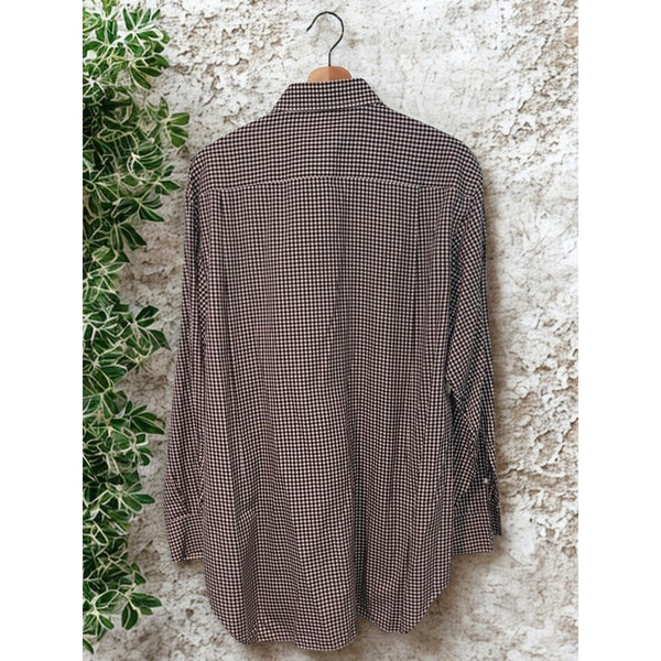 Loro Piana Italy Cotton Flannel Gingham Button Down Shirt Men's 3XL MAB1852