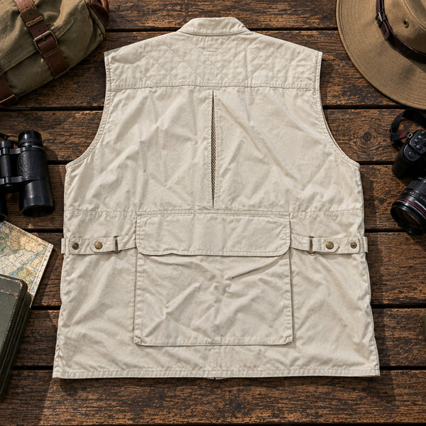 J Peterman Safari Photography Utility Vest XL Cotton Fishing Hunting Travel 5841