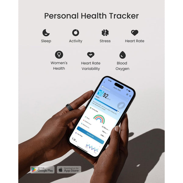 Renpho Lynx Smart Ring Size 8 Black Health Fitness Tracker w/ Charging Case NIB