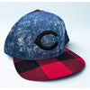 Cincinnati Reds American Needle Cooperstown Denim Plaid Strapback Hat OSFA MLB