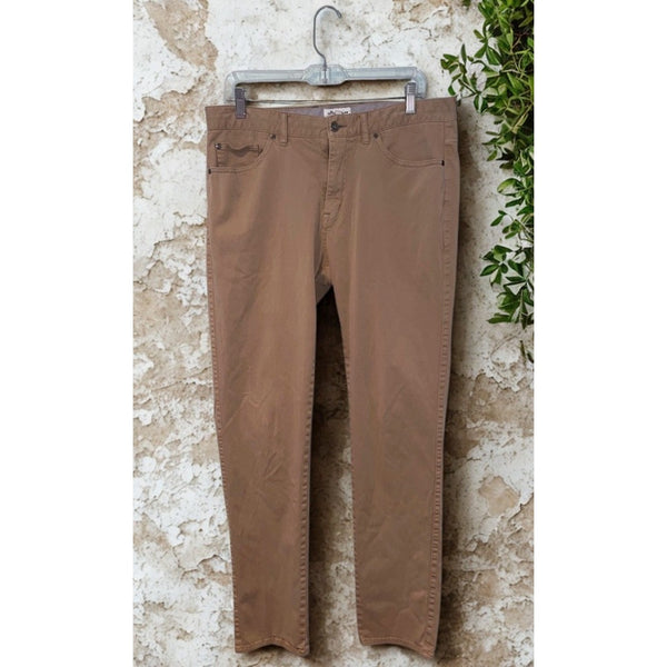 Peter Millar Signature Sateen Five Pocket Pants 34x32 Beige Stretch ME0B39