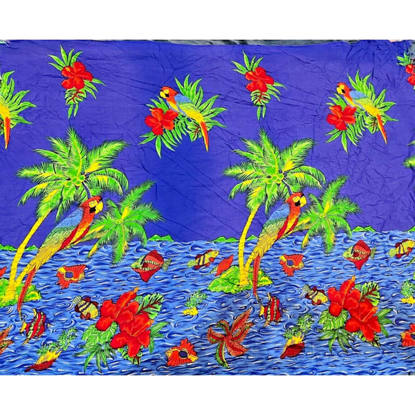 Tropical Print Fringe Edge Shawl Scarf Skirt Beach 68” x 42” Vintage Women's