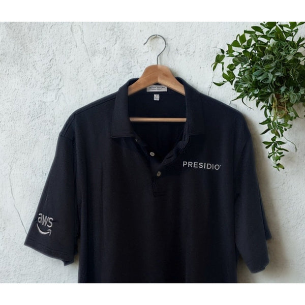 Peter Millar Summer Comfort Presidio AWS Polo Shirt L Black Performance NWOT