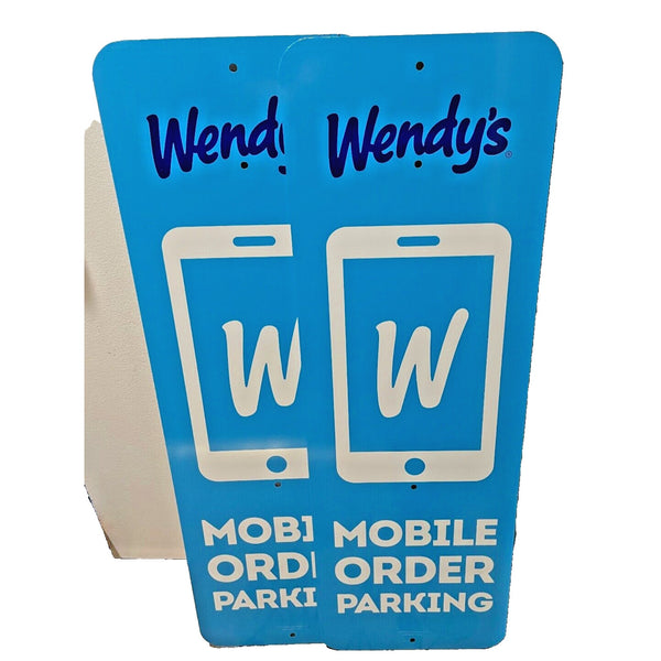 Wendy's Metal Restaurant Mobile Order Parking Sign Direct From Store