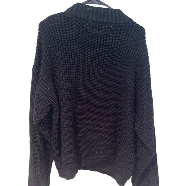 MTV Sweater Cable Knit 1989 Music Grunge Vintage Black Sz. XL