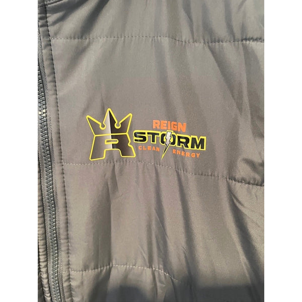 Reign Storm Jacket Mens L Gray Puffer Zip Monster Energy Drink Promo Rare