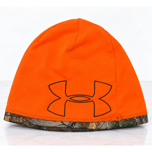 Under Armour Realtree Camo Reversible Blaze Orange Hunting Beanie Hat NWOT