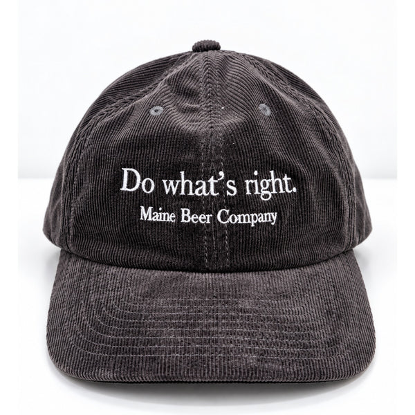 Maine Beer Company Do What's Right Corduroy Hat Cap Adjustable Strapback Gray