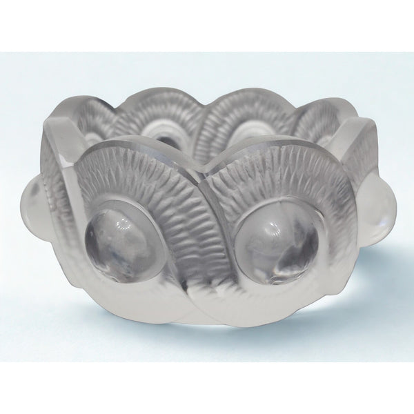 Lalique France Gao Crystal Ashtray Bowl Signed Frosted Glass Internal Crack VTG