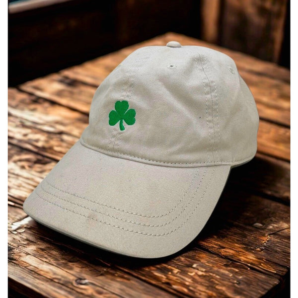 J.Crew Washed Critter Lucky 3 Leaf Clover Hat Khaki Strapback Cotton