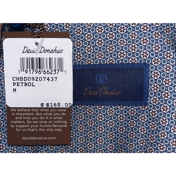 David Donahue Petrol Micro Geometric Sport Shirt Men's M NWT MSRP $165