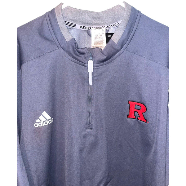 Rutgers University Adidas 1/4 Zip Long Sleeve Windbreaker NCAA Baseball Sz. 2XL