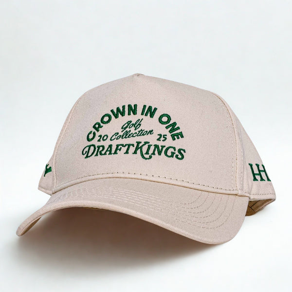 Huega House DraftKings Crown In One Golf Snapback Hat Beige Streetwear OSFA