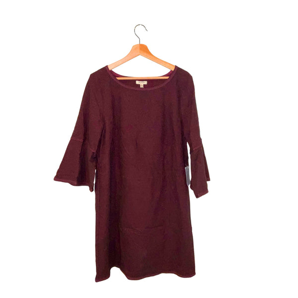 Max Studio Maxi Black Wine Dress Trumpet Sleeves Sz. XL NWT 8910J66