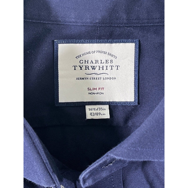 Charles Tyrwhitt Dress Shirt Non Iron Slim Fit Plaid Men's 16.5/35