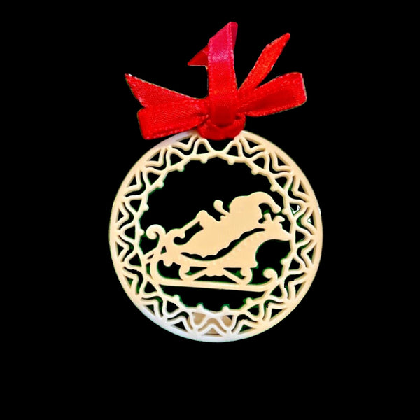 Lenox Christmas Yuletide Ornament Santa in Sleigh Bone China Vintage 1988