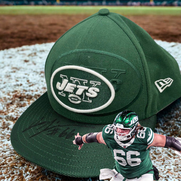 New York Jets Joe Tippmann Signed 59FIFTY Fitted Hat 7 3/4 Stadium Shadow Green