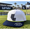 LIV Golf Flexfit 110 Rope Snapback Hat White Navy Adjustable Yupoong
