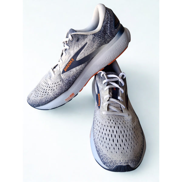 Brooks Ghost 16 Running Shoes Mens 13 White Peacoat Orange Road Runner Sneakers