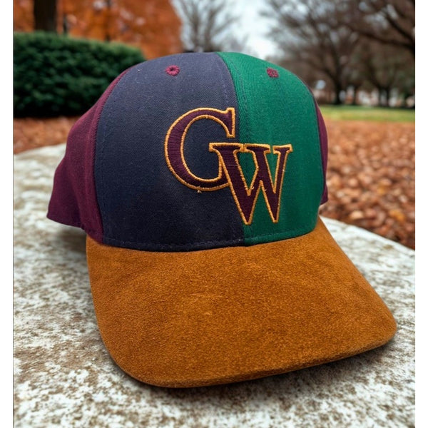 George Washington Revolutionaries GWU Snapback Hat USA Leather Strap Cap Vintage