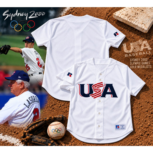 Team USA Baseball Russell Athletic Jersey Sz 44 L 2000 Olympics USA Made Vintage