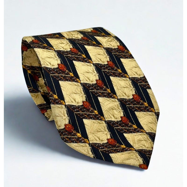 Ermenegildo Zegna Silk Tie Italy Art Deco Geometric Luxury Designer Necktie