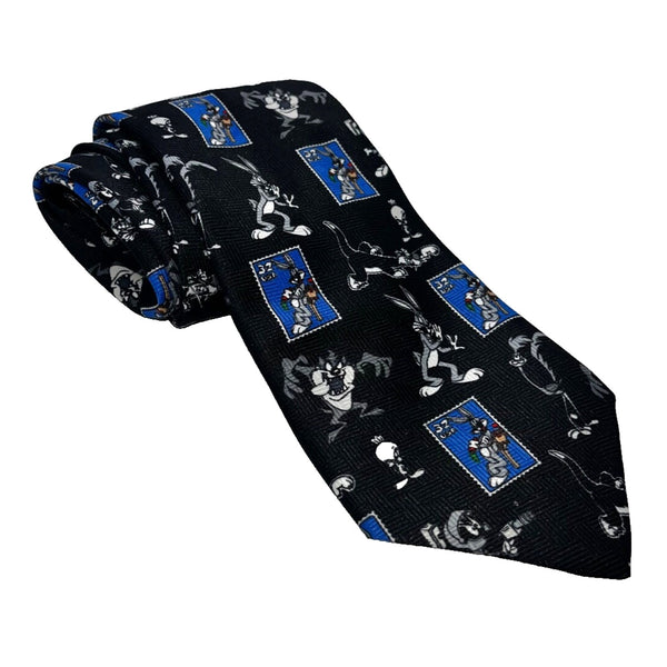 Looney Tunes USPS Stamp Collection Bugs Taz Tweety Marvin Novelty Tie 1997 Vtg