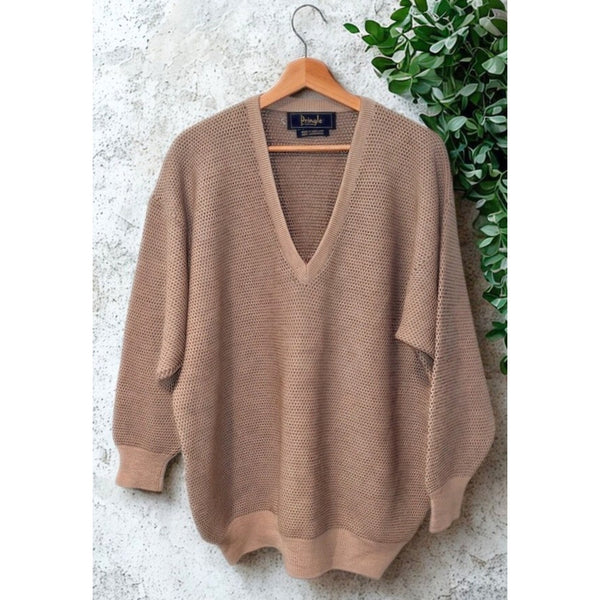 Pringle of Scotland Vintage Lambswool V-Neck Sweater Mens 2XL (Small Hole)