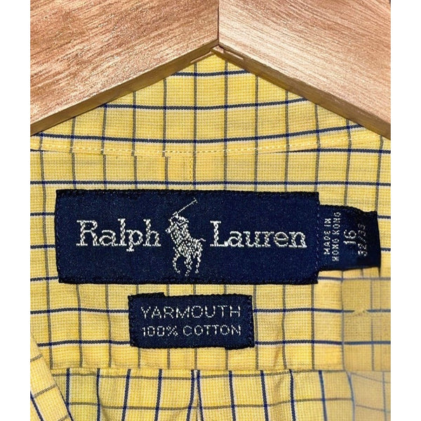 Polo Ralph Lauren Yarmouth Shirt Men’s 16 32/33 Yellow Blue Button Down