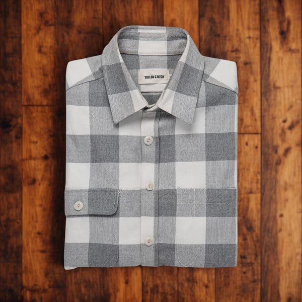 Taylor Stitch Moto Utility Shirt Ash Plaid Organic Cotton Flannel Mens 40
