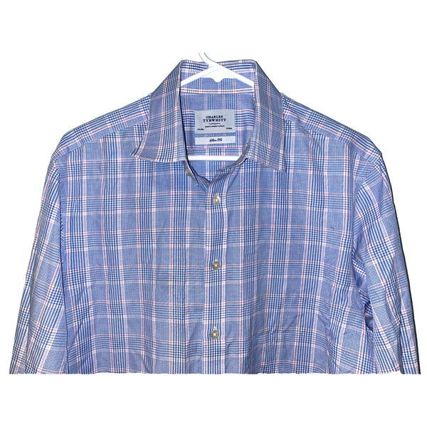 Charles Tyrwhitt Dress Shirt Non Iron Slim Fit Plaid Men's 16.5/35