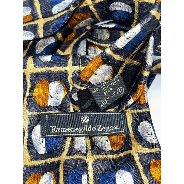 Ermenegildo Zegna 100% Silk Tie Apple Pattern Made in Italy