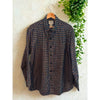 LL Bean Sz. Large Brown Orange Plaid Houndstooth Button Down Shirt L Traditional