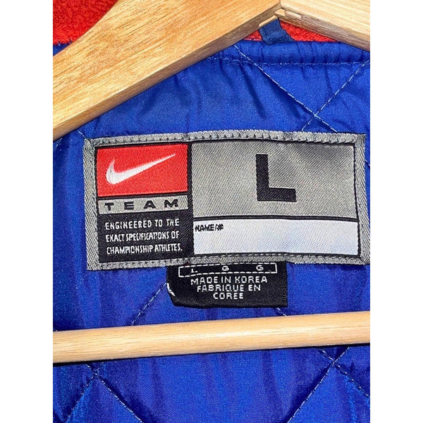 New York Giants Nike Team Vintage Hooded Puffer Jacket Blue Sz L NFL Made Korea