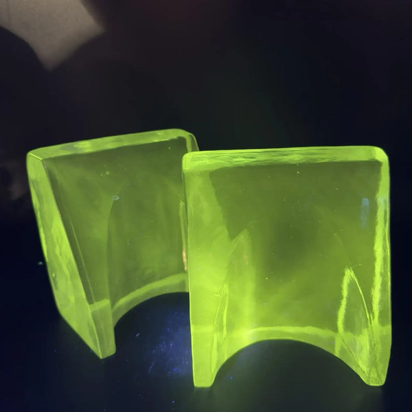 BLENKO by Wayne Husted Sculptural Wedge Bookends MCM Art Glass Glows