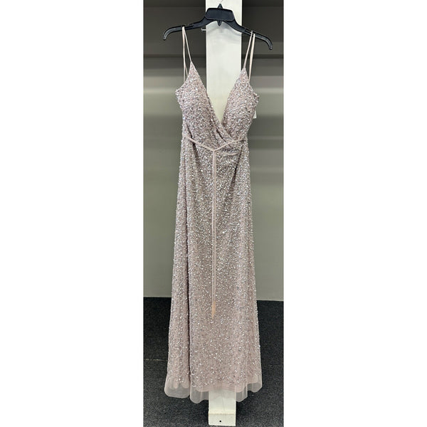 Adrianna Papell 40318 Allover Sequin Dress Morganite Sz. 14 (SAMPLE)