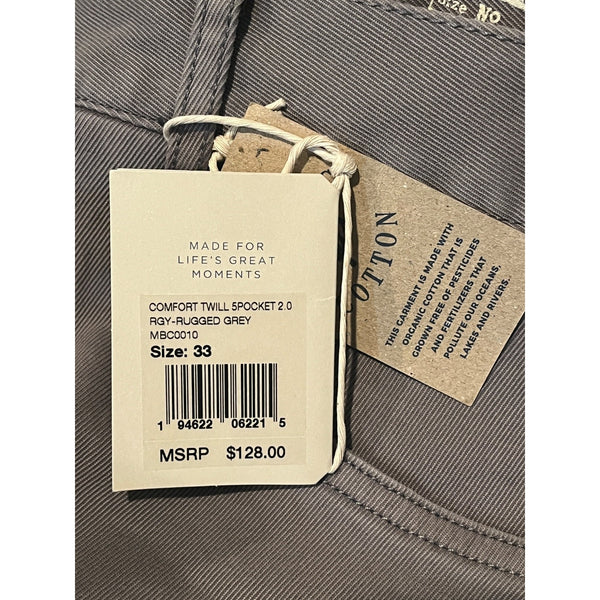 Faherty Comfort Twill 5 Pocket 2.0 Pants Mens 33x33 Rugged Gray Stretch NWT