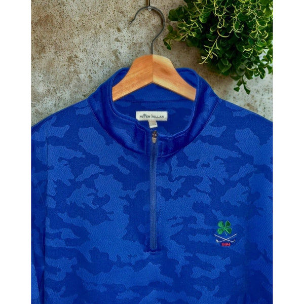 Peter Millar Perth Performance Quarter Zip Morris County Golf Club Blue Camo L