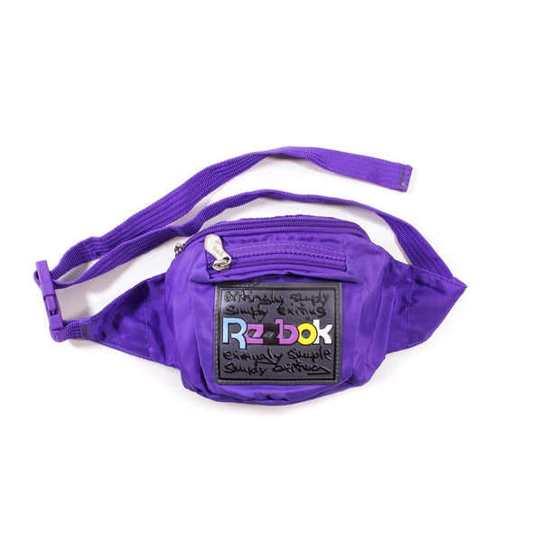 Reebok Big Logo Purple Fanny Pack Vintage 90s Hip Waist Bag Streetwear