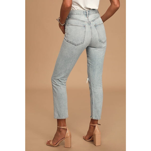 AGOLDE Riley High Rise Straight Cropped Jeans Shatter Wash Sz. 28X26 $188 NWOT