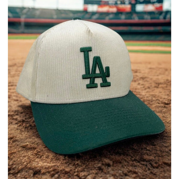 Los Angeles Dodgers New Era Corduroy 2 Tone 9FORTY A-Frame Snapback Hat EUC
