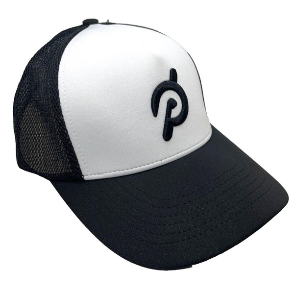 Peloton Adjustable Workout Logo Unisex Adult White Black Mesh Snapback Hat Cap