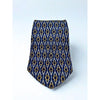 Paolo Gucci Vintage Equestrian Silk Tie Navy Blue Gold Geometric Made in Italy