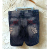Rocawear Jorts W44 Black Jean Shorts Distressed Ripped Stitch Classic Fit VTG