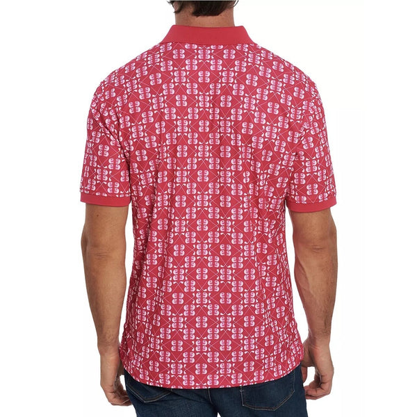 Robert Graham Baritone Clubhouse Golf Polo Shirt Mens M Red Pink Performance NWT