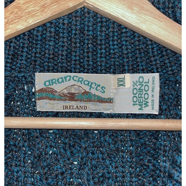 Aran Crafts Chunky Cable Knit Fisherman Sweater 2XL Merino Wool Shawl Ireland
